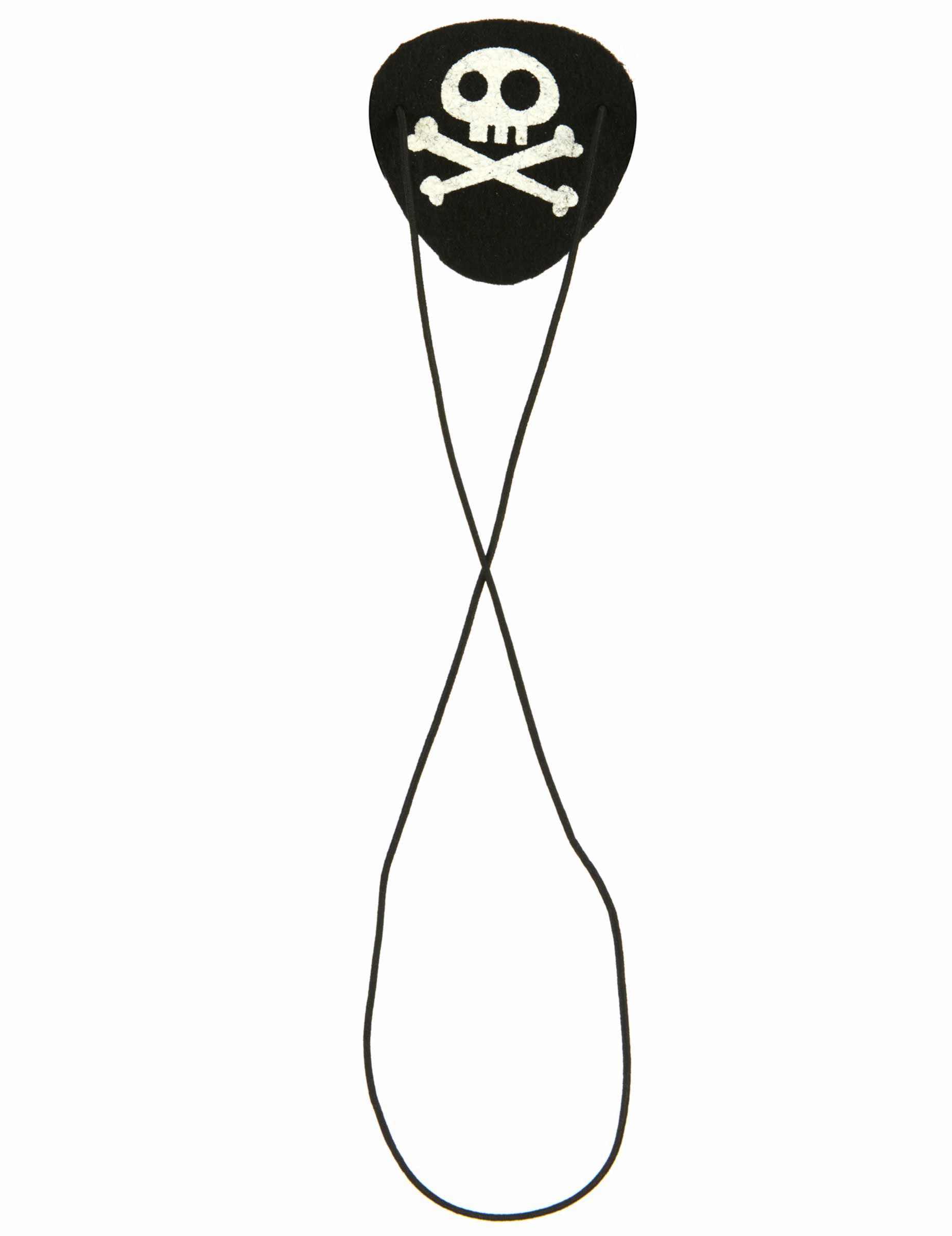 Piraten-Augenklappe Totenkopf für Kinder schwarz-weiss von KARNEVAL-MEGASTORE