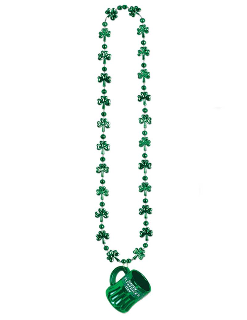 St. Patrick's Day Halskette mit Bierkrug grün von KARNEVAL-MEGASTORE