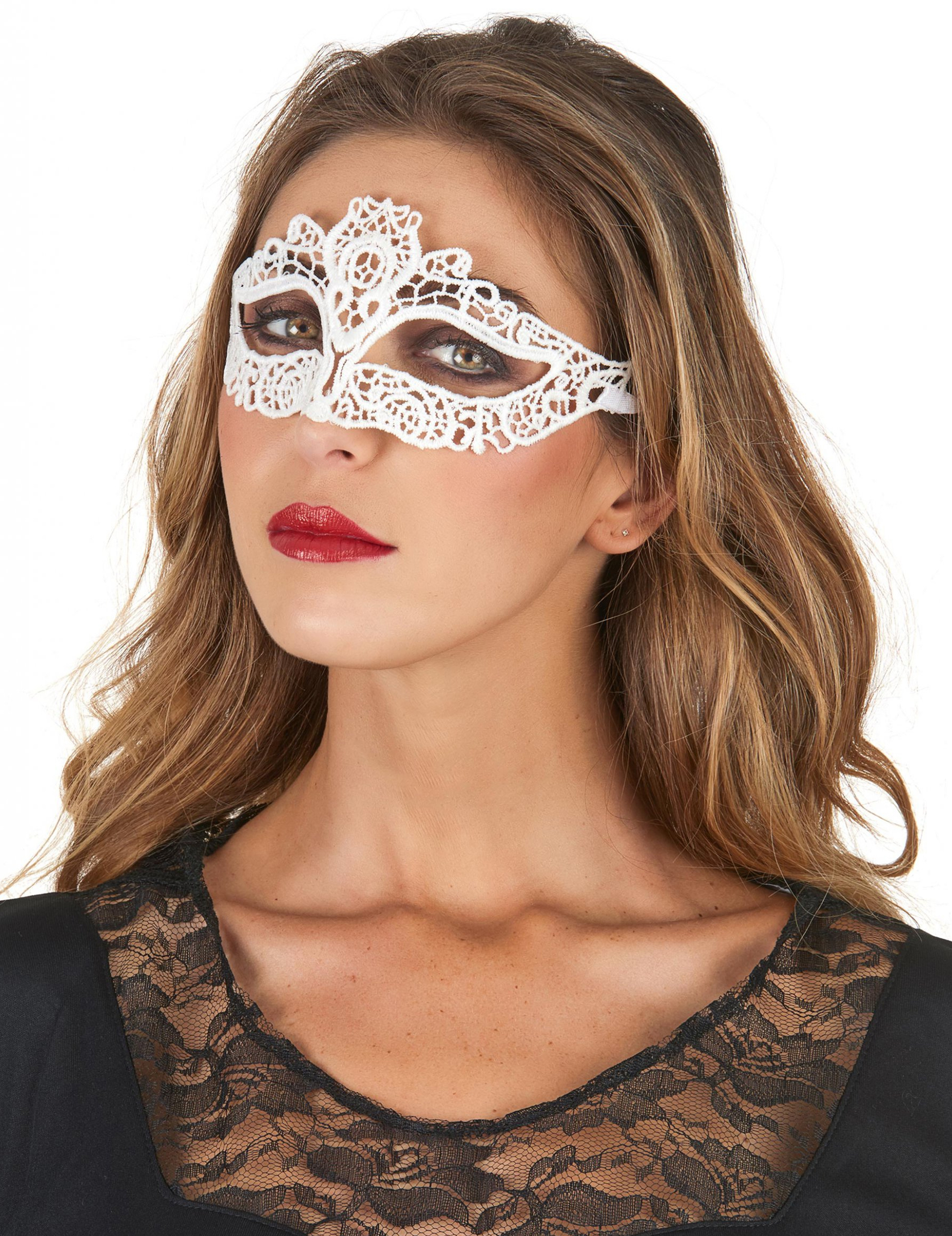Venezianische Augenmaske Spitze weiss Venezianische Augenmaske Spitze weiss von KARNEVAL-MEGASTORE