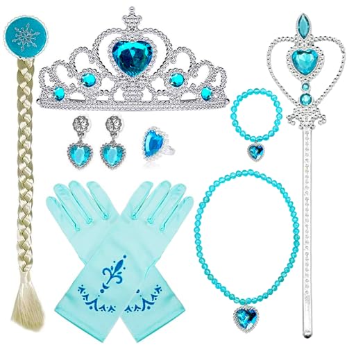 NINGESHOP Prinzessin Kostüme Zubehör, 10 Stück Mädchen Dress up Zubehör mit Elsa Handschuhe,Krone,Zauberstab,Ring,Halsketten Set für Weihnachten Verkleidung Cosplay Karneval Halloween Geburtstag NINGESHOP Prinzessin Kostüme Zubehör, 10 Stück Mädchen Dress up Zubehör mit Elsa Handschuhe,Krone,Zauberstab,Ring,Halsketten Set für Weihnachten Verkleidung Cosplay Karneval Halloween Geburtstag von NINGESHOP