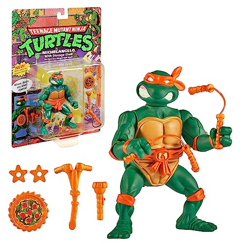 NINJA TURTLES, 10 cm bewegliche Figur, Figruine aus der klassischen Kollektion, Michelangelo, Spielzeug für Kinder ab 4 Jahren, Giochi Preziosi, T0001B von NINJA TURTLES