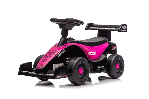 NINODOVAE Rutschauto für Kinder, mit Hupe/Musik, Stauraum, Lauflernwagen-Rennwagen-Design für Kinder von 12-36 Monaten (Rosa) von NINODOVAE