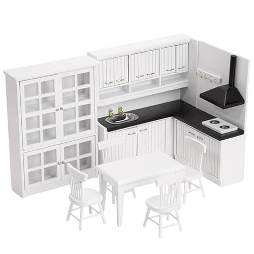1 Set Dollhouse Kitchen, 1/12 Skala Holzminiatur Küche, realistisches Mini -Puppenhausmöbelmodell, Kabinettslandschaftsherd für Home Decordollhouse 1 Set Dollhouse Kitchen, 1/12 Skala Holzminiatur Küche, realistisches Mini -Puppenhausmöbelmodell, Kabinettslandschaftsherd für Home Decordollhouse von NIOMICO