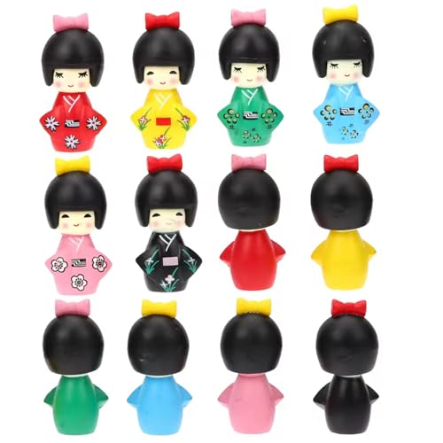 12pcs asiatische Puppe, niedliche kleine Mädchenspielzeug mit Kimono, Japanische Wohnkultur für Innen-, Outdoorjapanese -Puppe von NIOMICO