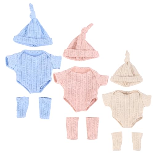 NIOMICO Babypuppenkleidung für 7, 9 -Zoll -Puppe 3 Set Weiche Babykleidung 3 Farben Hautfreundliche Wiederverwendbare Outfits für Neugeborene Girls Boysbaby von NIOMICO
