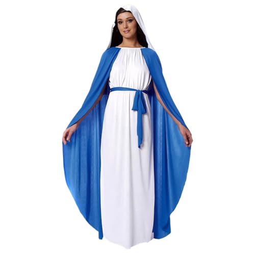 NIOMICO Biblische Kostüme für Frauen, Jesus -Kostüm umfasst einen Rock mit Umhang, weißem Kopftuch und Gürtel, religiöses Weihnachtskostüm für Weihnacht Cosplay, für Erwachsene Jesus NIOMICO Biblische Kostüme für Frauen, Jesus -Kostüm umfasst einen Rock mit Umhang, weißem Kopftuch und Gürtel, religiöses Weihnachtskostüm für Weihnacht Cosplay, für Erwachsene Jesus von NIOMICO