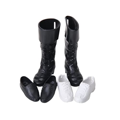 NIOMICO Puppenhaus Miniaturschuhe süße Mini -Puppe Prince Schuhe für Puppenspielzeugzubehör Haus Dekoration 3pairs (Schwarz und Weiß) von NIOMICO