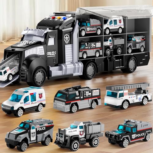 NIPLOOOW Polizei-Trucks Spielzeug-Set mit Spielmatte, Träger-LKW Spielfahrzeuge Set für 3 4 5 6 Jahre alte Jungen Kinder, Druckguss-Auto-Spielzeug für Kleinkinder 3-4 Jahre, Geburtstagsgeschenke NIPLOOOW Polizei-Trucks Spielzeug-Set mit Spielmatte, Träger-LKW Spielfahrzeuge Set für 3 4 5 6 Jahre alte Jungen Kinder, Druckguss-Auto-Spielzeug für Kleinkinder 3-4 Jahre, Geburtstagsgeschenke von NIPLOOOW