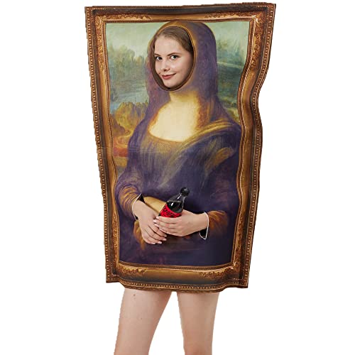 NIRANJAN Mona Lisa Kostüm Wandmalerei, Erwachsene, Party-Kleidung, lustig, Kleidung, Halloween, Cosplay, Verkleidung für Frauen und Männer, 72 x 107 cm von NIRANJAN