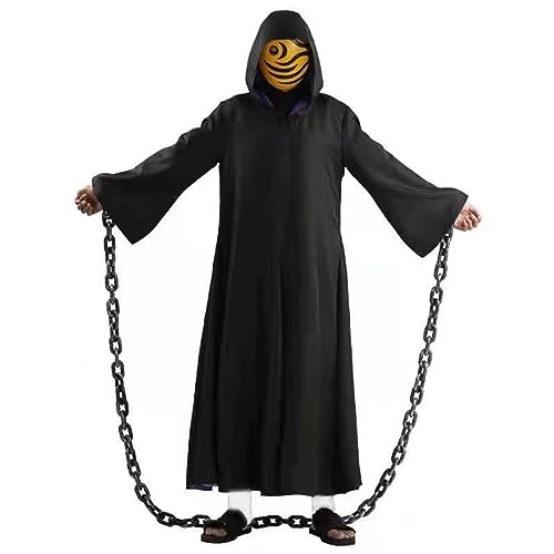 NIRANJAN Obito Kostüm für Erwachsene, Anime, Umhang mit Kapuze, Outfit Ninja Cloak Halloween Cosplay Animation Karneval Kostüm für Damen Herren (S) von NIRANJAN