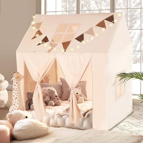 NIUEVLRS Kinderzelt mit Matte, Spielzelt für drinnen, Spielhaus für Kinder im Freien, Kinderspielzelt mit Fenstern und Aufrollbarer Tür für Jungen und Mädchen, Lichtern und Flaggen, 132 x 90 x 132 cm NIUEVLRS Kinderzelt mit Matte, Spielzelt für drinnen, Spielhaus für Kinder im Freien, Kinderspielzelt mit Fenstern und Aufrollbarer Tür für Jungen und Mädchen, Lichtern und Flaggen, 132 x 90 x 132 cm von NIUEVLRS