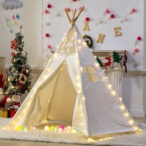 Tipi Zelt für Kinder mit Matte, Kinderzelte Indoor Spielzelt Spielhaus, Kleinkinder Tipi 100% Baumwolle, Tipi Zelte für Kinder drinnen, Kinderzimmerzelt Tipi Zelt für Kinder mit Matte, Kinderzelte Indoor Spielzelt Spielhaus, Kleinkinder Tipi 100% Baumwolle, Tipi Zelte für Kinder drinnen, Kinderzimmerzelt von NIUEVLRS