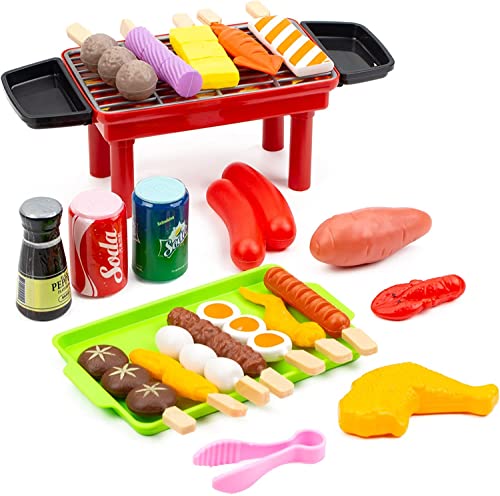 NIWWIN Kinder BBQ Spielzeug Set, Küche Essen Playset, Pretend Play Food Grill Set Rollenspielzeug Kleines Spiel Camping Spielzeug Set für Kleinkinder Jungen und Mädchen Geschenke (22 Stück) von NIWWIN