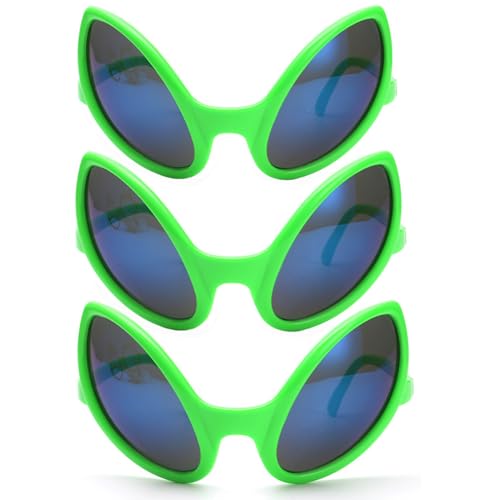 NIWWIN 3 Stück Außerirdische Brille, Partybrille für Erwachsene, Alien-Kostümbrille Dekorative Party-Sonnenbrille Foto-Requisiten für Cosplay Party Favors Karneval von NIWWIN