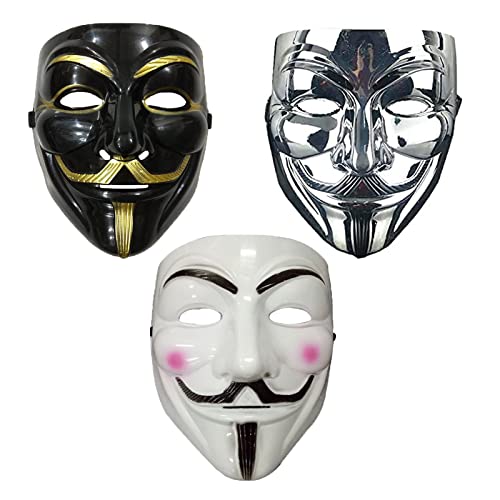 NIWWIN 3 piezas Máscaras para adultos, máscara de Halloween, V For Vendetta Masks, disfraz de cosplay de Halloween ，accesorios de cubierta facial para fiesta rave von NIWWIN