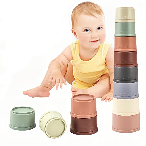 NIWWIN 8 Stück Stapelbecher, Sortier und Stapelspielzeug,Badespielzeug,Spielzeug zur Frühentwicklung Mehrfarbig Stacking Cups,Geeignet für Kinder älter als 6 Monate. von NIWWIN