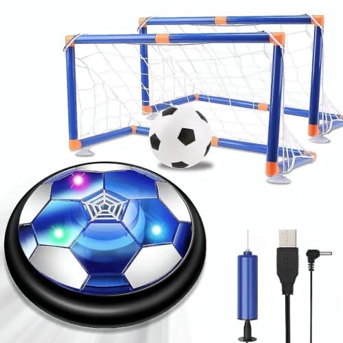 NIWWIN Air Power Fußball,Wiederaufladbar Hover Ball mit LED-Lichtern,Inklusive Netz und Tor zur Simulation eines Fußballspiels, Spielzeug für drinnen und draußen für Kinder 3–12 Jahren. von NIWWIN