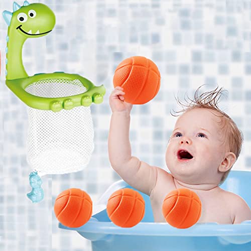 NIWWIN Bad Spielzeug Set, Fish Net Badewanne Spielzeug, Basketball Schildkröte Ozean Tiere Schwimmende Spielzeug Für Kleinkinder 2, 3, 4, 5 Jahre von NIWWIN