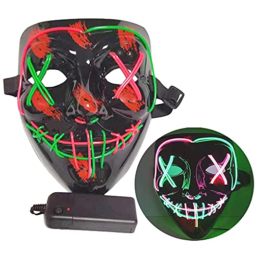 NIWWIN Halloween LED Maske, Halloween-Ghost Cosplay, leuchten Maskendekoration, Gesichtsabdeckung Recors Recors Recors. Erwachsene und Kinder Kostüm Maskerade Partys, Karneval, Festivalgeschenke von NIWWIN