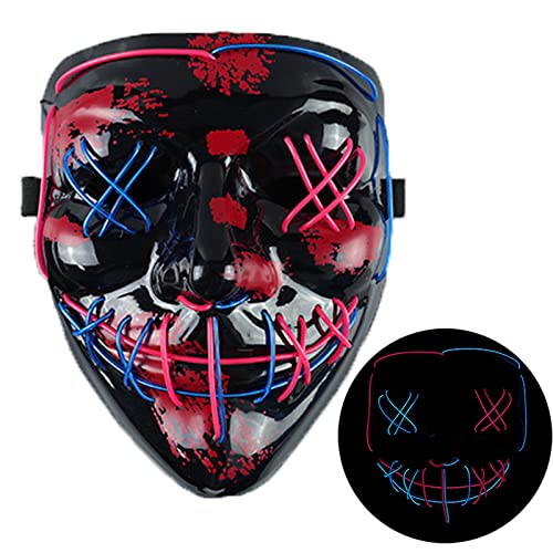 NIWWIN Halloween LED Maske, Halloween-Ghost Cosplay, leuchten Maskendekoration. Erwachsene und Kinder Kostüm Maskerade Partys, Karneval, Festivalgeschenke (Rosa&Blau) von NIWWIN