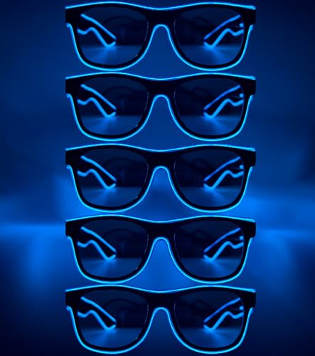 NIWWIN LED Brille, Cyberpunk LED Brille, flexibler Draht Neon Brille,Flashing LED Sonnenbrille Kostüme für Cosplay, Bar, Club, Partybrille, Geschenk, Party Gadgets, EDM, Halloween (5, Blau) von NIWWIN