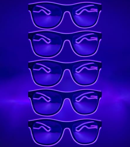 NIWWIN LED Brille, Cyberpunk LED Brille, flexibler Draht Neon Brille,Flashing LED Sonnenbrille Kostüme für Cosplay, Bar, Club, Partybrille, Geschenk, Party Gadgets, EDM, Halloween (5, Lila) von NIWWIN