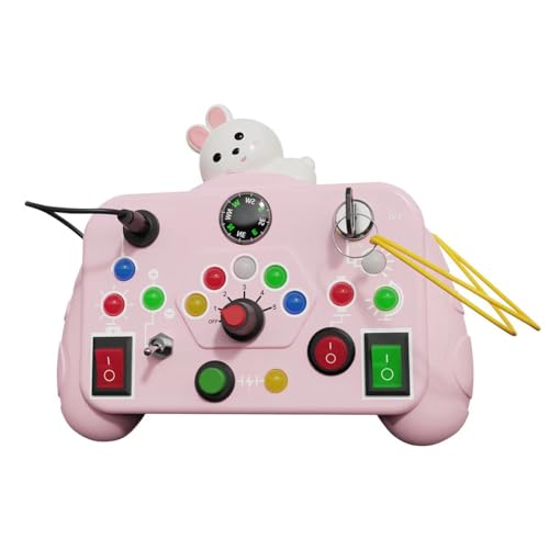 NIWWIN LED Busy Board, Montessori-Spielzeug für 1–3-Jährige, Sensoriktafel für Kinder, Spielzeug mit Lichtschaltern, Spielzeug zur Intelligenzentwicklung im Vorschulalter, Reisespielzeug. (Rosa) von NIWWIN
