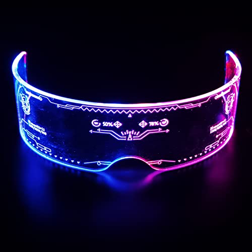 NIWWIN LED-Lichtgläser, futuristische leuchtende Eyewear, EL-Drahtgläser mit 7 Arten von Beleuchtungsmodi Neon elektronische Gläser, DJ-Zubehör, Karnevals-dekorative Requisiten, Partyversorgungen. von NIWWIN
