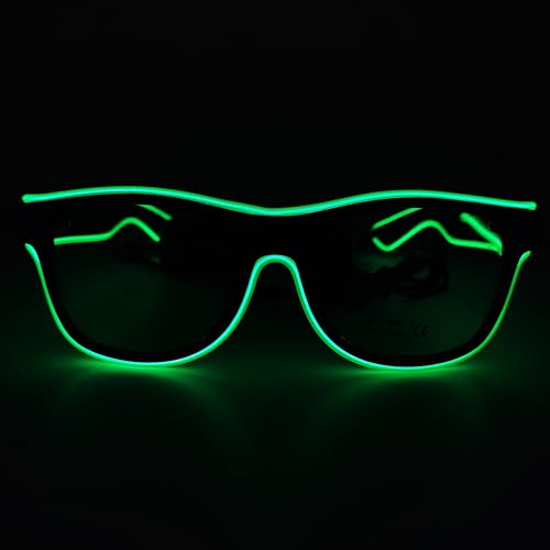 NIWWIN LED Brille, Cyberpunk LED Brille, flexibler Draht Neon Brille,Flashing LED Sonnenbrille Kostüme für Cosplay, Bar, Club, Partybrille, Geschenk, Party Gadgets, EDM, Halloween (1, Grün) von NIWWIN