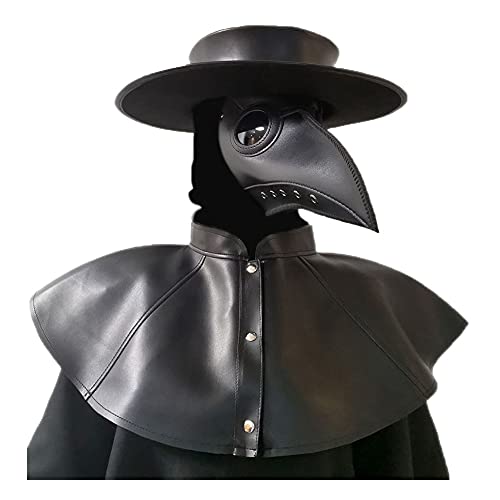 NIWWIN PU Plague Doctor Vogelschnabelmaske - Perfekt für die Halloween-Maskerade schlicht, schwarz. von NIWWIN
