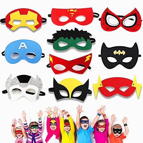 NIWWIN 10 stück superhelden masken,kinder halbmaske,superhelden geburtstagsdeko,lustige masken fasching,fasching deko,cosplay maske für Halloween und Kindergeburtstag. von NIWWIN