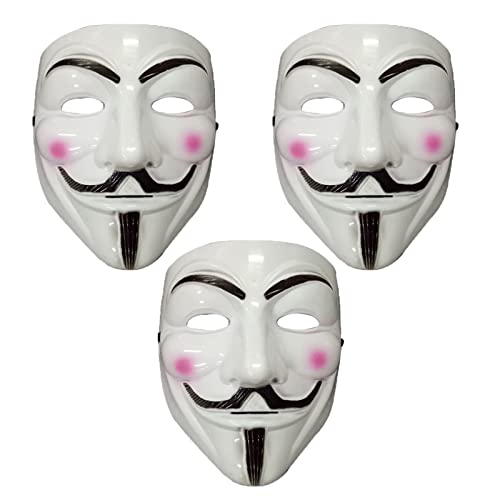 NIWWIN 3 piezas Máscaras para adultos, máscara de Halloween, V for Vendetta Masks, Disfraz de Cosplay de Halloween ，accesorios de cubierta Facial para Fiesta Rave von NIWWIN