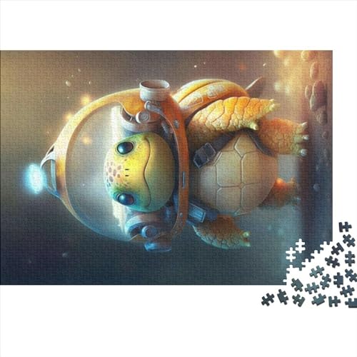 1000 Stück Astronauten-Weltraumschildkröten-Puzzle für Erwachsene und Kinder, kreatives rechteckiges Puzzle, Holzpuzzle, lustiges Lernspielzeug, 1000 Stück (75 x 50 cm) von NIXCON