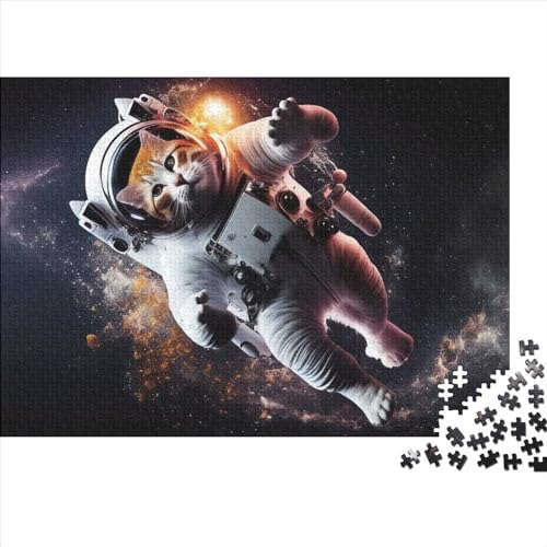 1000 Teile Puzzle für Erwachsene, Weltraumkatze, Astronauten-Puzzlesets für Familien, Holzpuzzles, Gehirn-Herausforderungspuzzle, 1000 Teile (75 x 50 cm) von NIXCON
