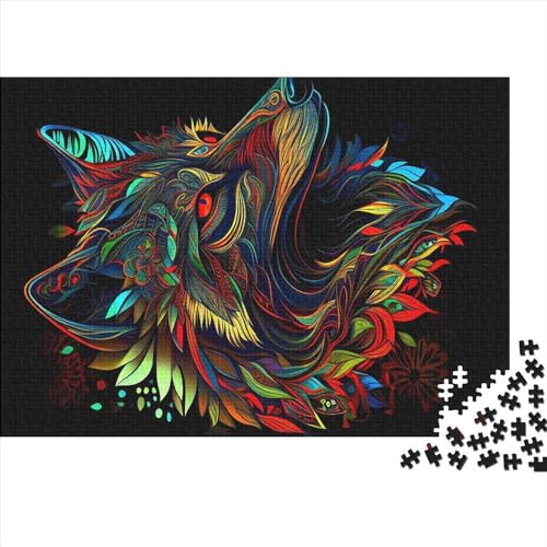 1000 Teile Tier-Wolf-Puzzle für Erwachsene und Kinder, kreatives rechteckiges Puzzle, Holzpuzzle, lustiges Lernspielzeug, 1000 Teile (75 x 50 cm) von NIXCON