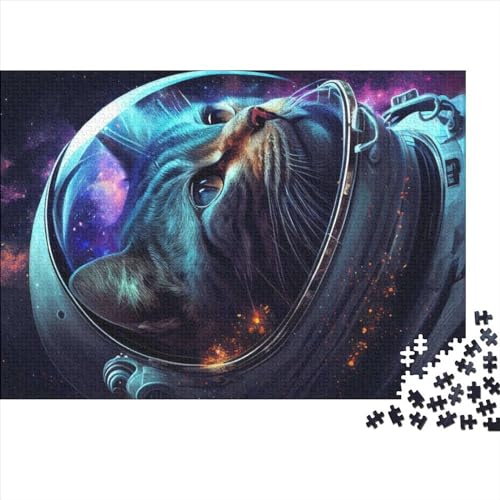 1000-teiliges Puzzle, Astronauten-Weltraumkatzen-Puzzles für Erwachsene, Holzpuzzles, Lernspiel für Erwachsene Kinder, 1000 Teile (75 x 50 cm) von NIXCON