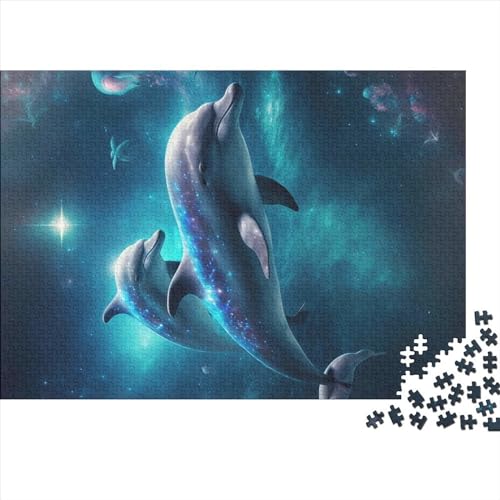 1000-teiliges Puzzle, Delfin-Weltraumpuzzle für Erwachsene, Holzpuzzle, Lernspiel für Erwachsene und Kinder, 1000 Teile (75 x 50 cm) von NIXCON