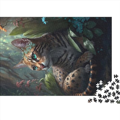 1000-teiliges Puzzle, Dschungel-Bengal-Katze, Puzzle für Erwachsene, Holzpuzzle, Lernspiel für Erwachsene, Kind, 1000 Teile (75 x 50 cm) von NIXCON