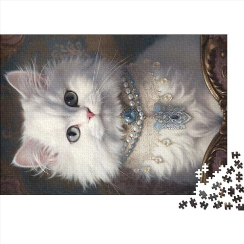 1000-teiliges Puzzle, Flauschiges weißes Kätzchen, für Erwachsene, Kinder, Holzpuzzle, Lernspielzeug, 1000 Teile (75 x 50 cm) von NIXCON