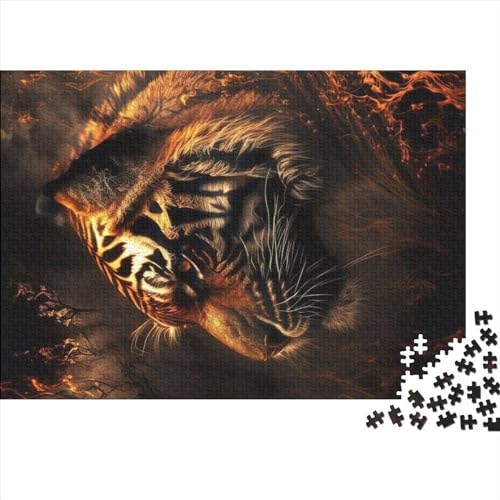 1000-teiliges Puzzle, Tigerfeuer-Puzzle für Erwachsene, Holzpuzzle, Lernspiel für Erwachsene, Kind, 1000 Teile (75 x 50 cm) von NIXCON