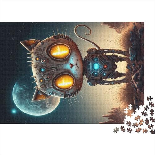 1000-teiliges Puzzle, Weltraum-Puzzle mit mechanischer Katze für Erwachsene, Holzpuzzle, Lernspiel für Erwachsene, Kind, 1000 Teile (75 x 50 cm) von NIXCON