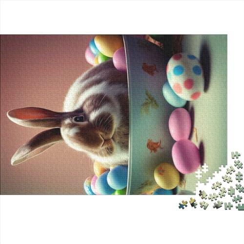 1000-teiliges Puzzle für Erwachsene, Kaninchen, Osterhase, Tier, Holzpuzzle, Familienunterhaltung, Spielzeug, 1000 Teile (75 x 50 cm) von NIXCON