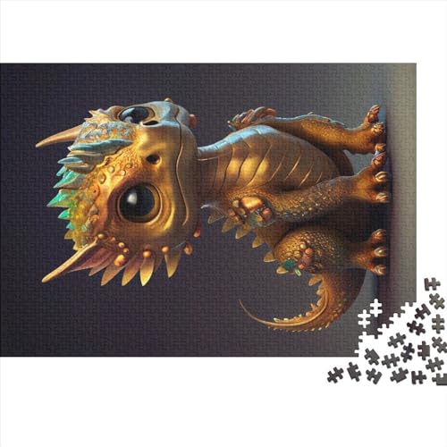 1000-teiliges Puzzle für Erwachsene, niedlicher Goldener Drache, Holzpuzzle, Familienunterhaltungsspielzeug, 1000 Teile (75 x 50 cm) von NIXCON