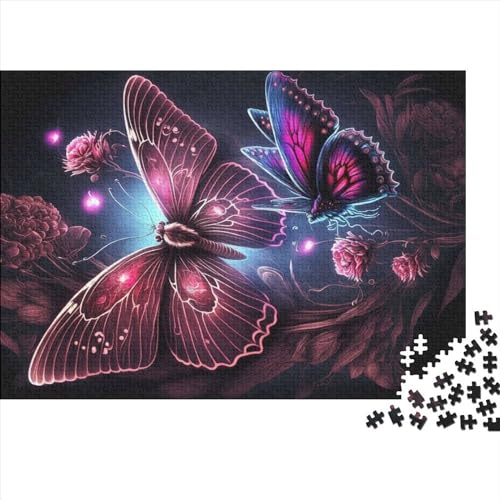 1000-teiliges rechteckiges Puzzle für Erwachsene, Blumen-Schmetterling, kreative Puzzle-Herausforderung, Spielzeug-Puzzles, 1000 Teile (75 x 50 cm) von NIXCON