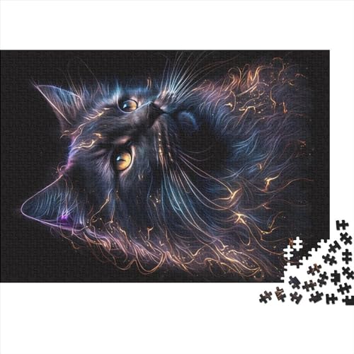 1000-teiliges rechteckiges Puzzle für Erwachsene, magische Katze, kreative Puzzle-Herausforderung, Spielzeugpuzzle, 1000 Teile (75 x 50 cm) von NIXCON