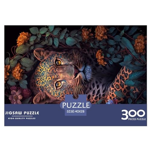 300 Teile Puzzles Der geblümte Leopard Holzpuzzles Anspruchsvolles Spiel Quadratische Puzzles für Erwachsene und Kinder 300 Teile (40 x 28 cm) von NIXCON