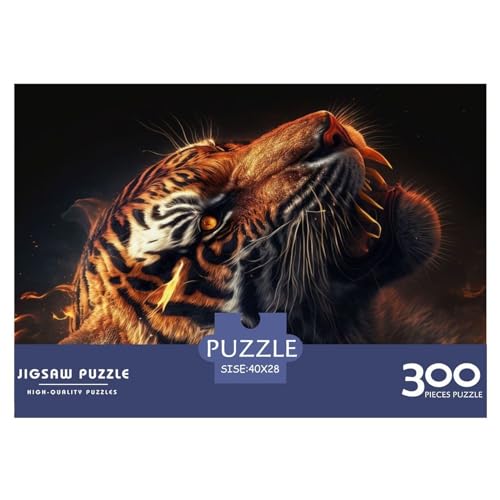 300 Teile Puzzles Tiger Fire Holzpuzzles Anspruchsvolles Spiel Quadratische Puzzles für Erwachsene und Kinder 300 Teile (40 x 28 cm) von NIXCON