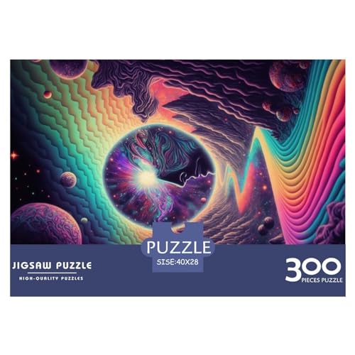 300-teilige Puzzles, psychedelische Holzpuzzles, herausforderndes Spiel, quadratische Puzzles für Erwachsene und Kinder, 300 Teile (40 x 28 cm) von NIXCON