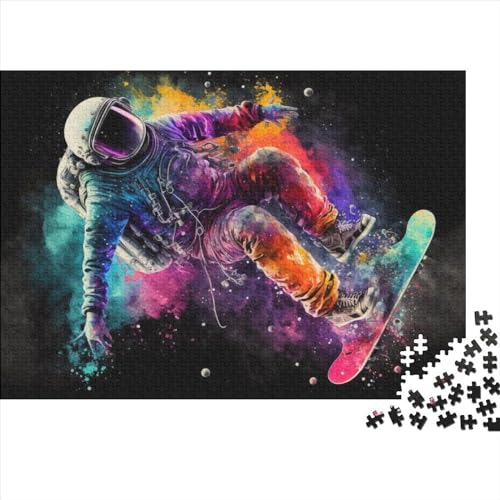 500 Teile Puzzle für Erwachsene, Astronauten-Skaten im Weltraum, Puzzle-Sets für Familien, Holzpuzzles, Brain Challenge Puzzle, 500 Teile (52 x 38 cm) von NIXCON