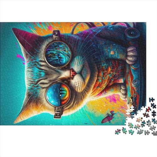 500-teiliges Puzzle für Erwachsene, Katze, süßes Tier, Geschenke, kreative rechteckige Puzzles, Holzpuzzle 500 Teile (52 x 38 cm) von NIXCON